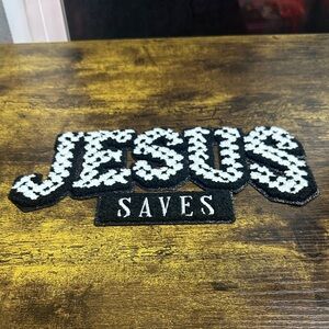 Black and White 'Jesus Saves' Patch